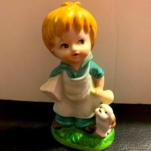 Vintage Ceramic Porcelain Boy with Pup